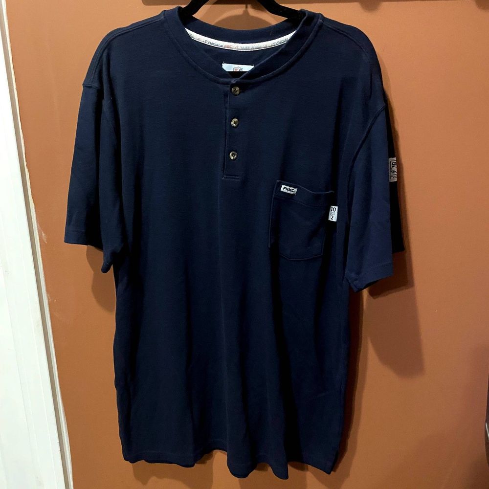 GUC TYNDALE NAVY BLUE HENLEY ARC RATED/FLAME RESISTANT MADE IN USA MEN'S XL/REG